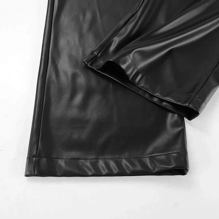 Ada Wide Leg Leather Pants - Image 9