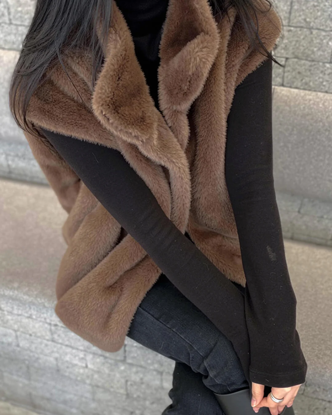 Amalia High Neck Faux Fur Vest - Image 3