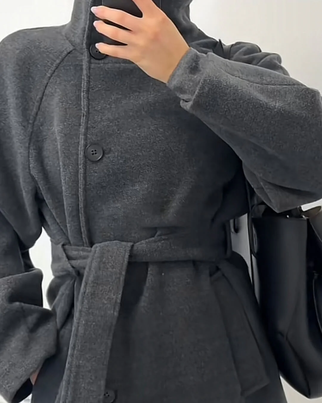 Ariana High Collar Long Belted Coat - Image 5