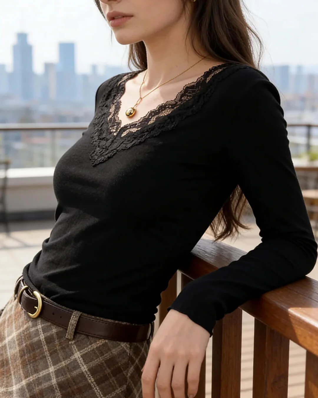 Aurora V-Neck Lace Top - Image 3