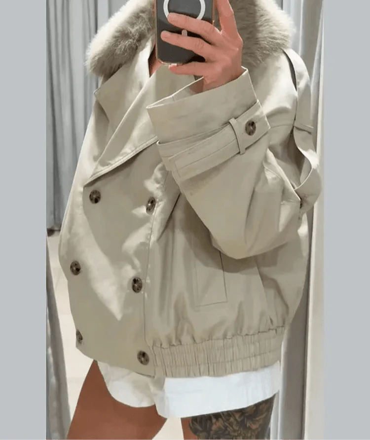 Camille Trench Coat with Faux Fur - Image 4