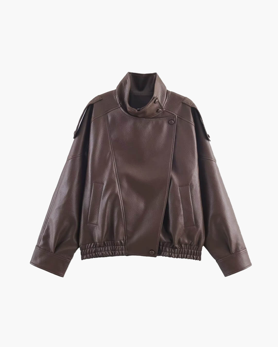 Carla Asymmetrical Leather Jacket - Image 11