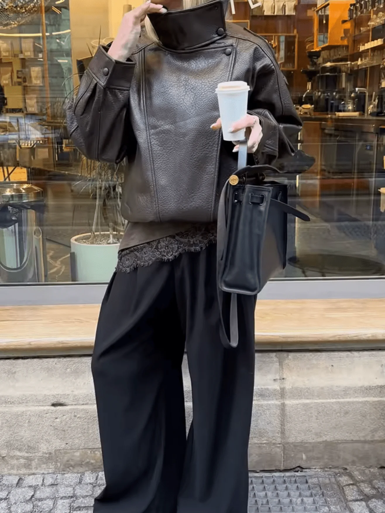 Carla Asymmetrical Leather Jacket - Image 13