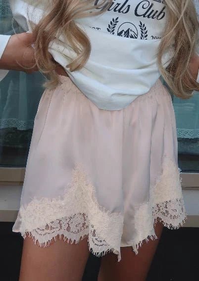 Dominique Satin Silk Lace Shorts - Image 12