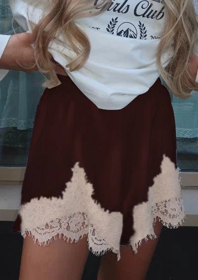 Dominique Satin Silk Lace Shorts - Image 9