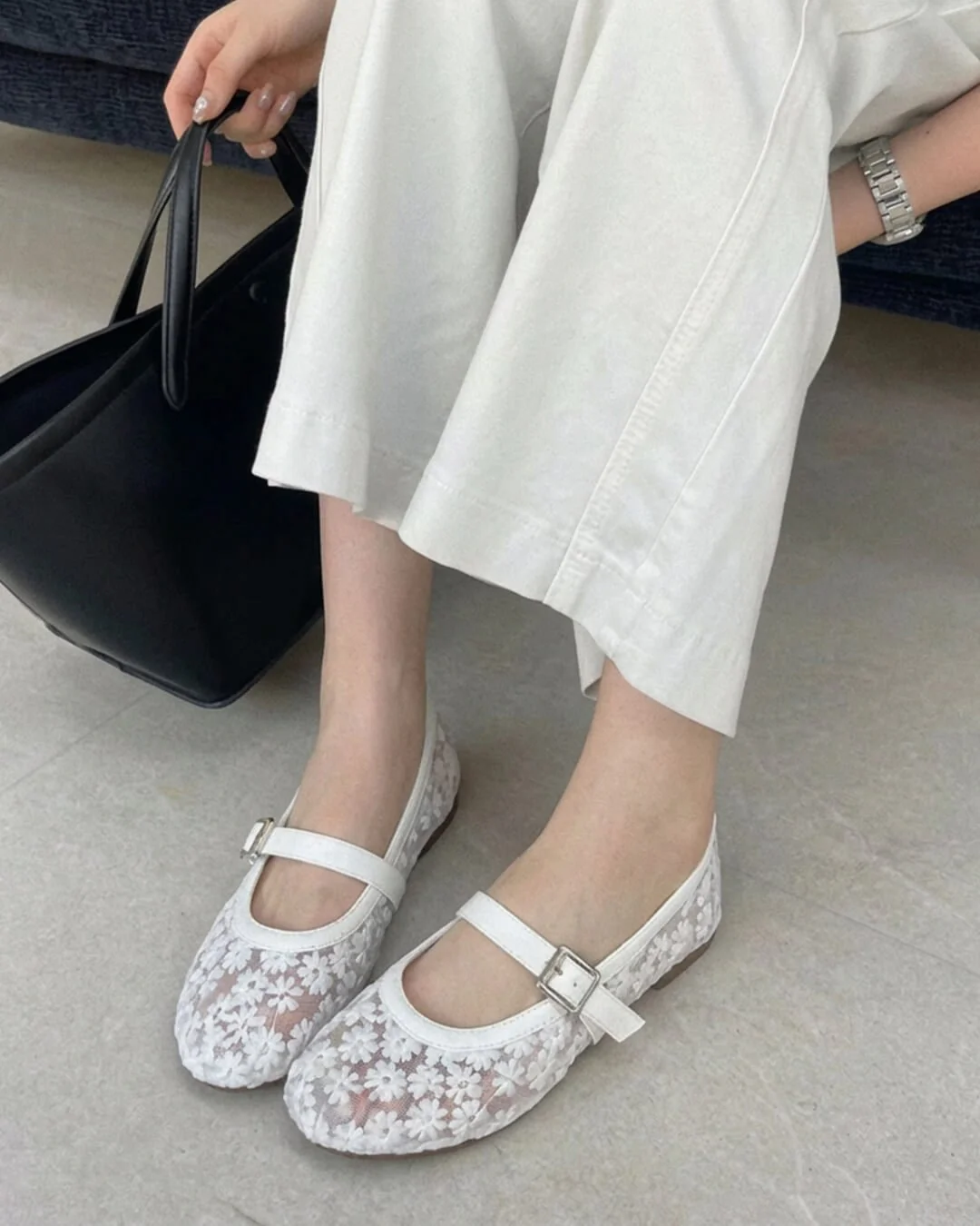 Helen Mesh Mary Jane Ballet Flats - Image 5