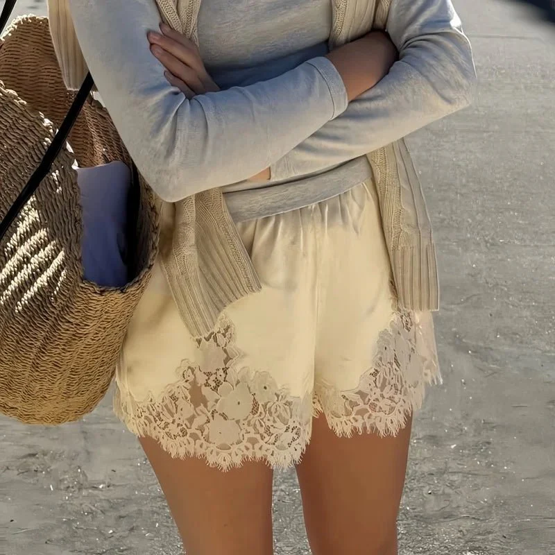 Janice Satin Lace Shorts - Image 4