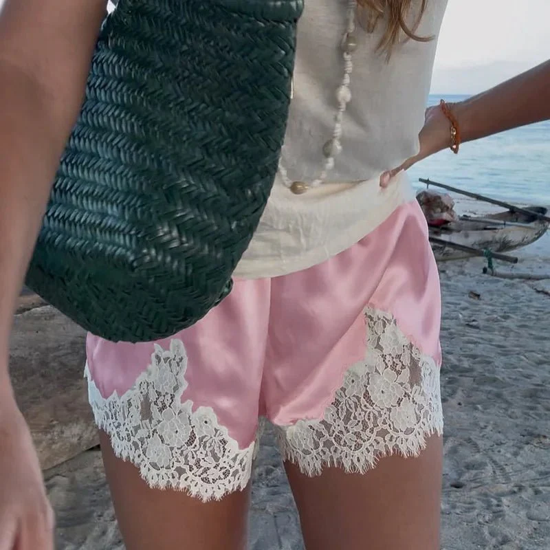 Janice Satin Lace Shorts - Image 9