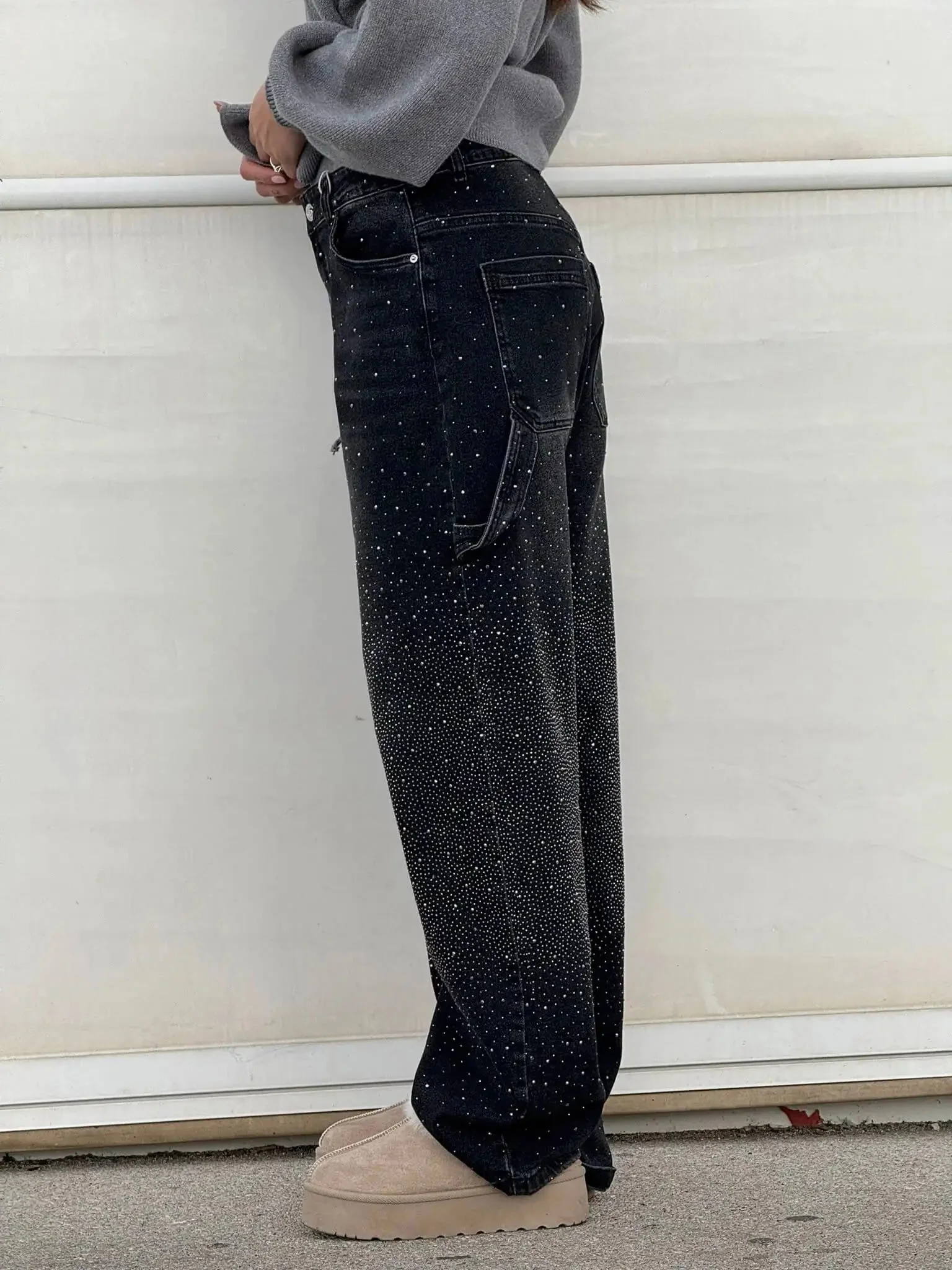 Jeremy Sparkling Baggy Cargo Denim Pants - Image 5
