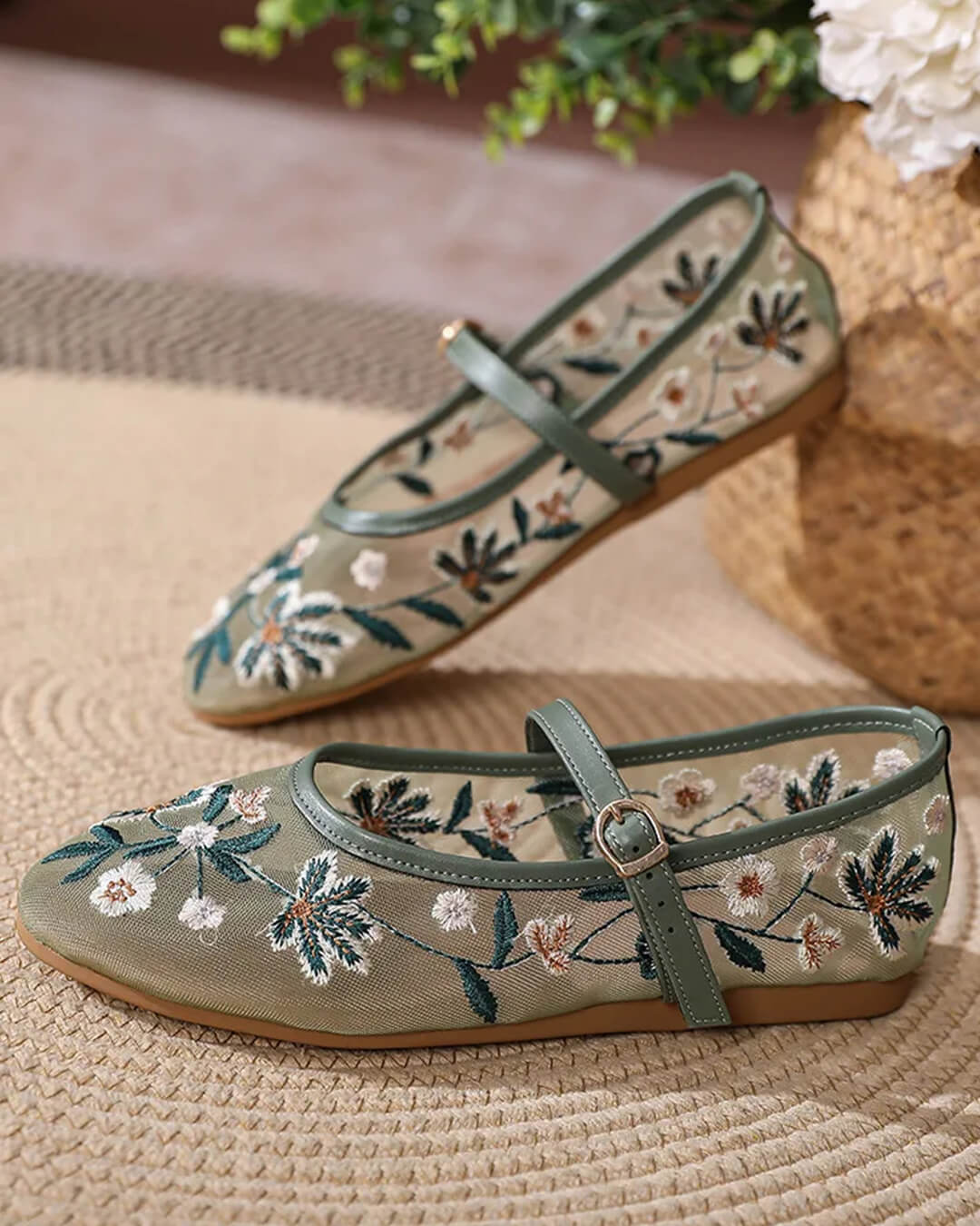 Leah Embroidered Ballet Flats - Image 12