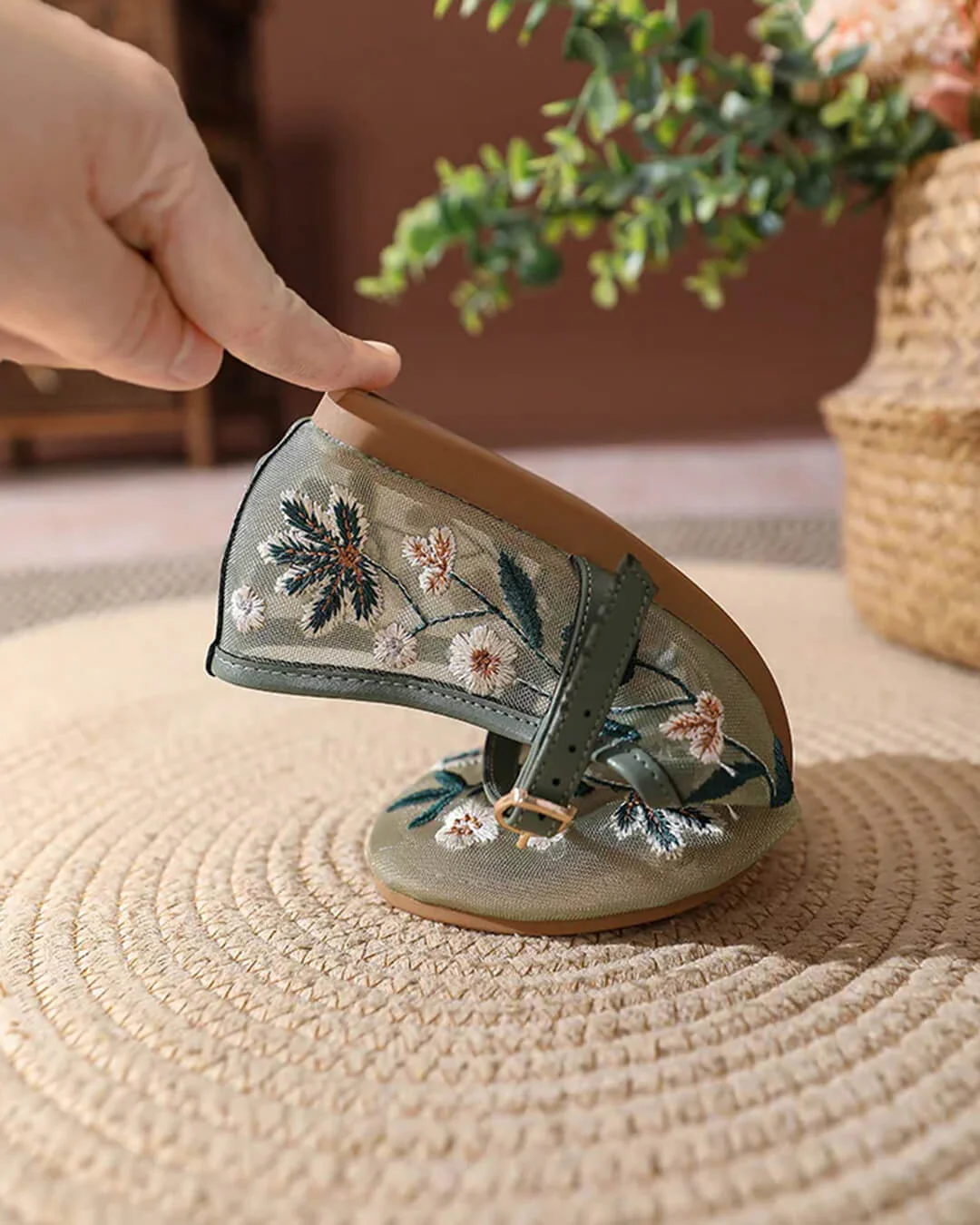 Leah Embroidered Ballet Flats - Image 13