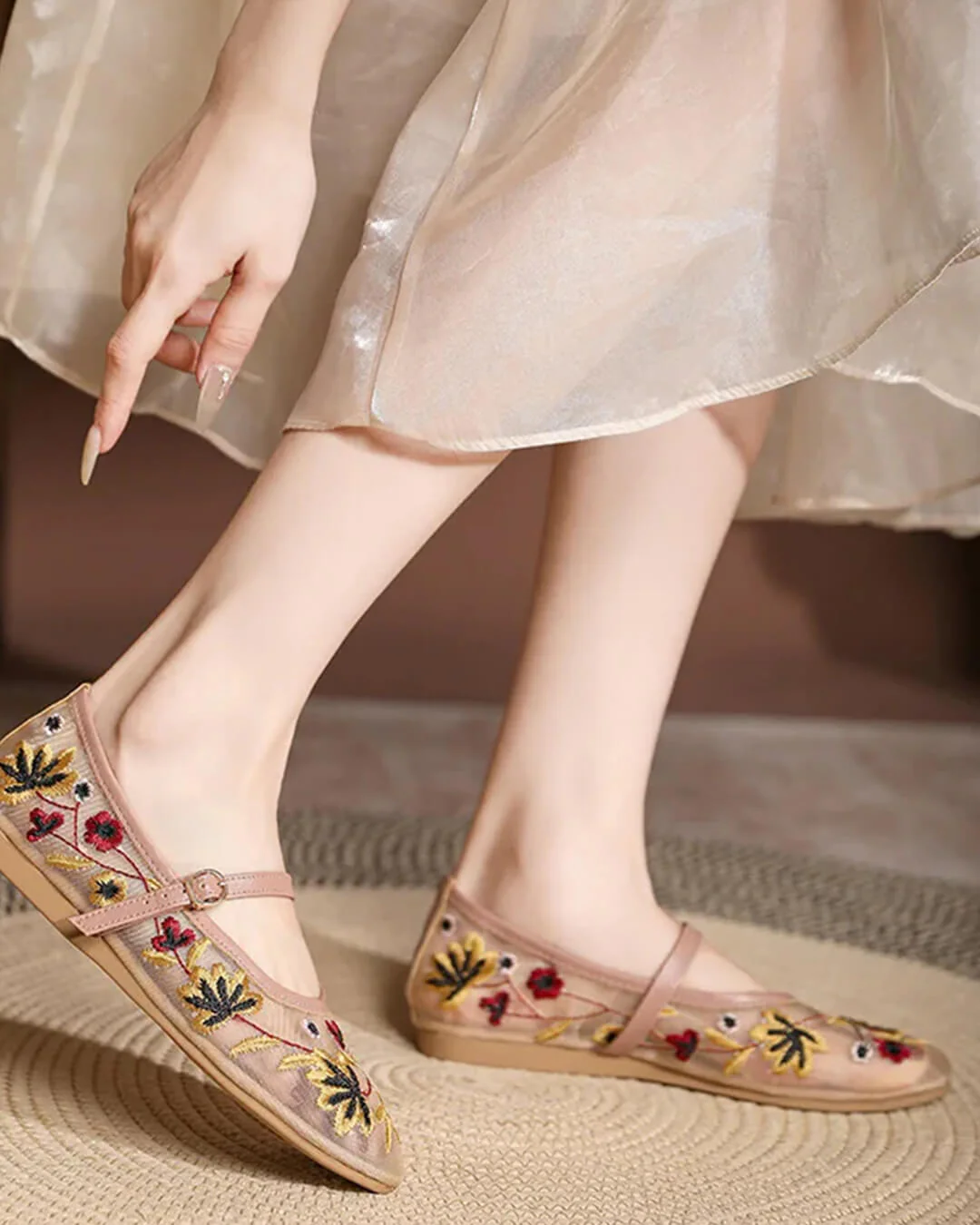 Leah Embroidered Ballet Flats - Image 3