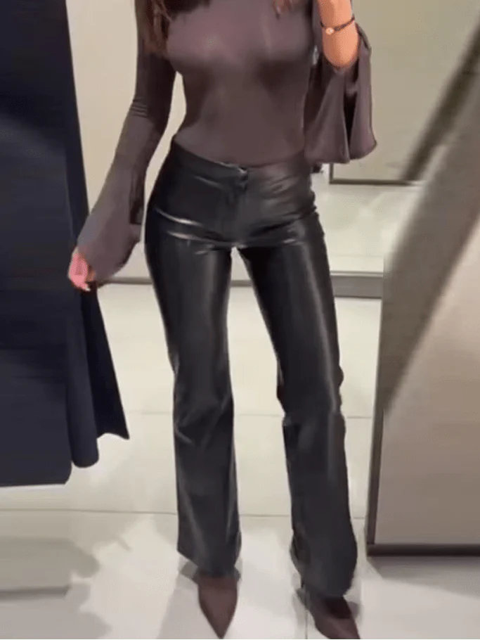 Michelle Faux Leather Flare Pants - Image 7