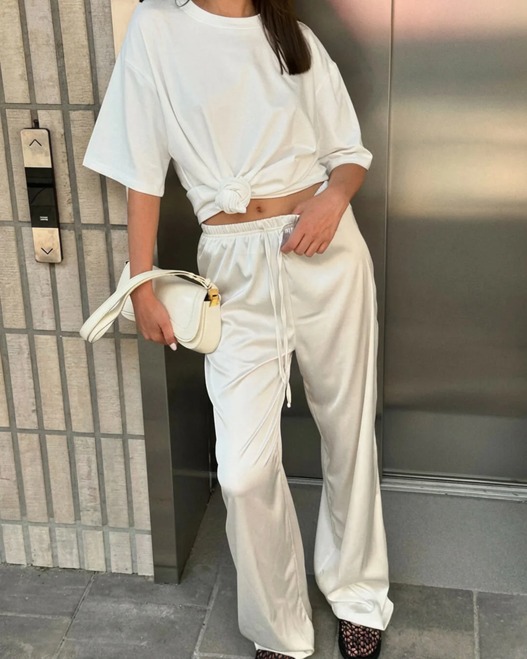 Norma High Waist Satin Wide Leg Trousers - Image 6