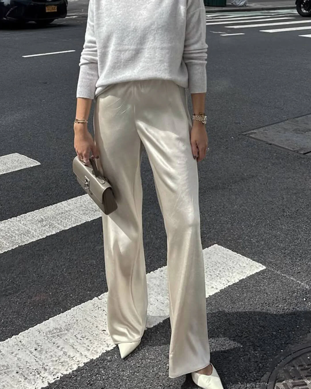 Norma High Waist Satin Wide Leg Trousers - Image 7