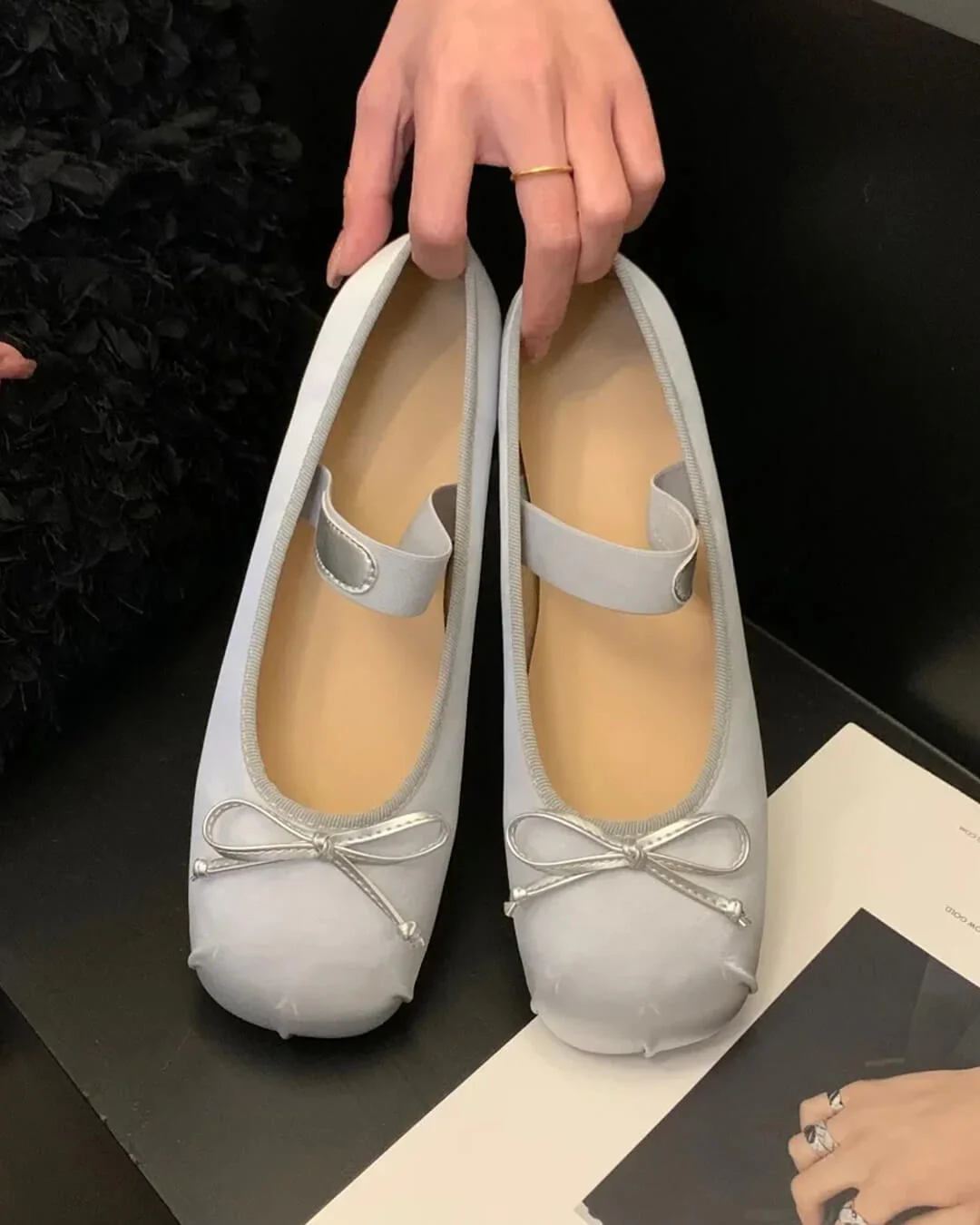 Pamela Bowtie Satin Ballet Flats - Image 7