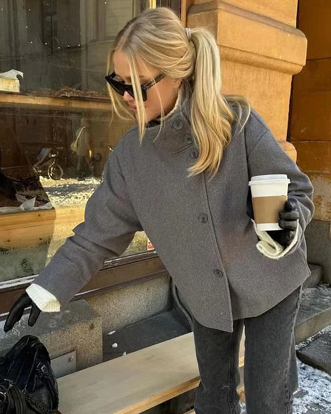 Rosalia Elegant Jacket with Stand Collar - Image 12