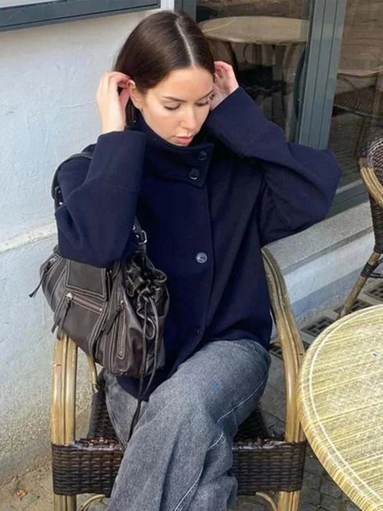 Rosalia Elegant Jacket with Stand Collar - Image 13