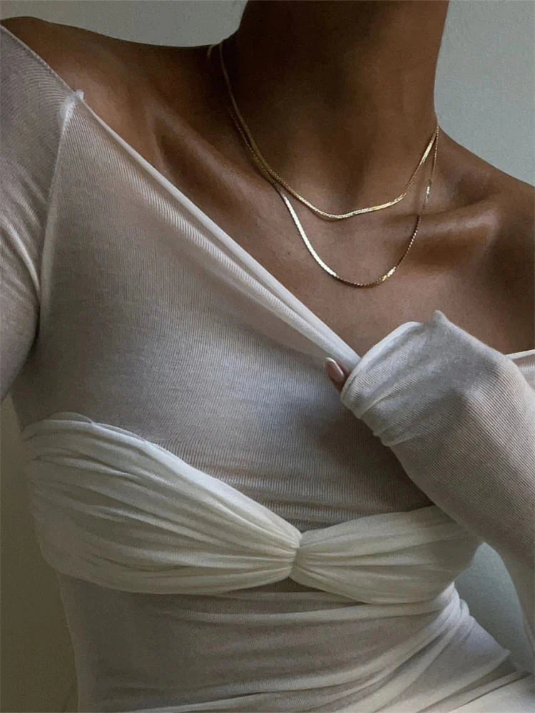 Sara Mesh Sheer Off-Shoulder Top - Image 5