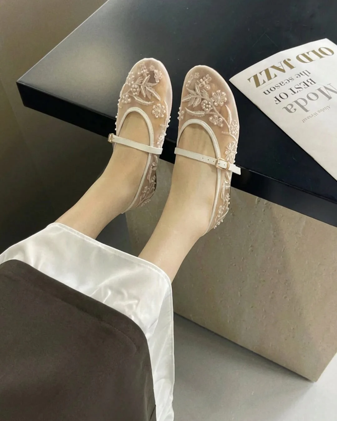 Sarah Beaded Mesh Ballet Flats - Image 5